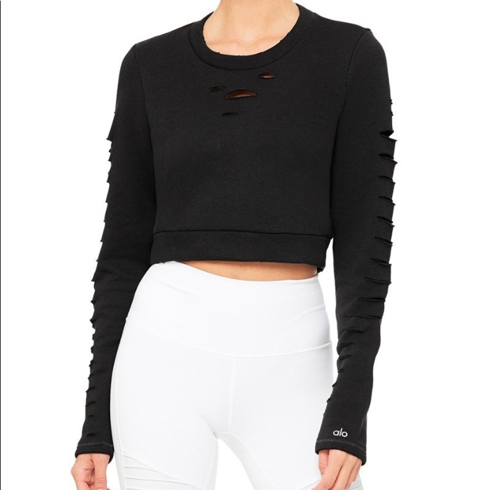 NWOT Alo Cropped Ripped Sweater
